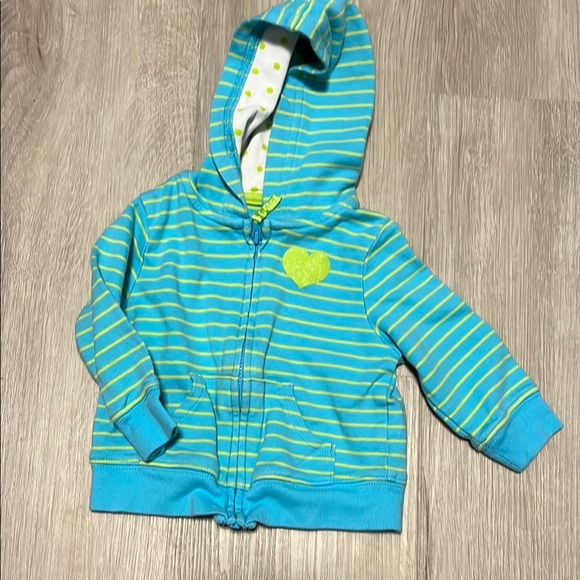 4/$20 Carters Striped Blue and Green Kids Hoodie 6M - Picture 1 of 1